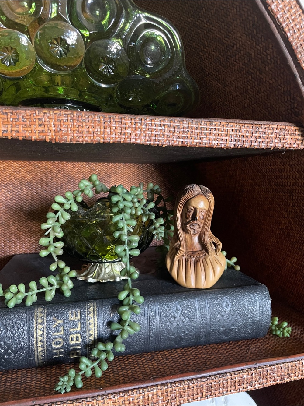 Carved Wood Jesus Bust Figurine